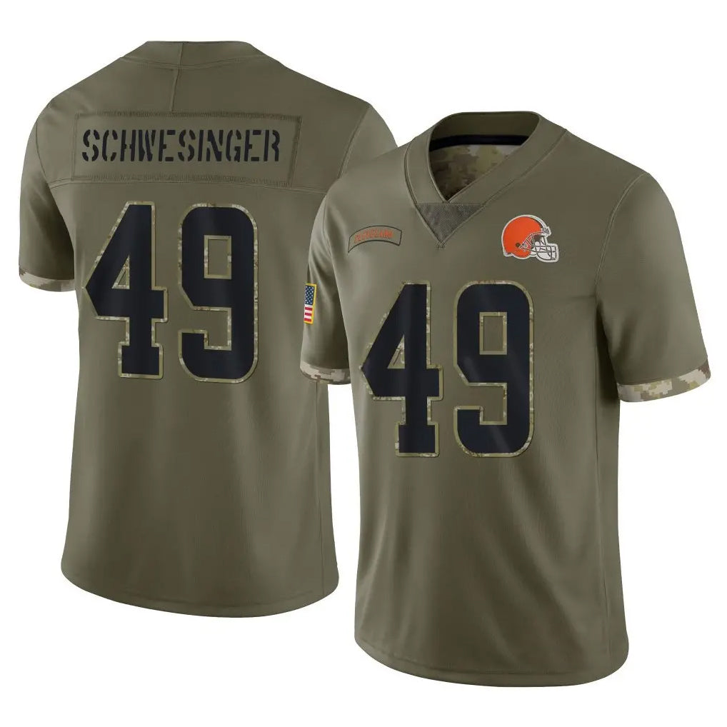 C.Browns #49 Carson Schwesinger Player Olive Salute to Service Limited Game Gdoa Stitched Jerseys