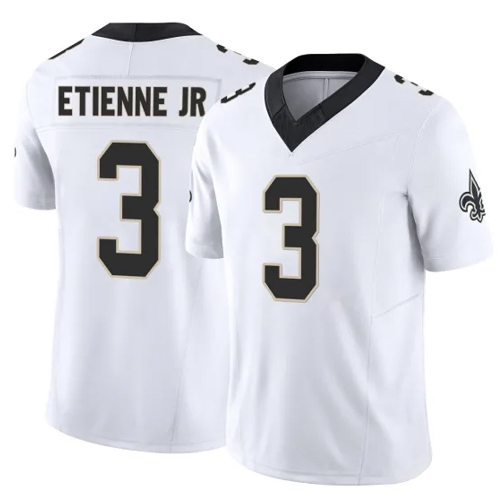 NO.Saints #3 Travis Etienne Jr. Player White Limited Vapor F.U.S.E. Home Game Gdoa Stitched Jerseys