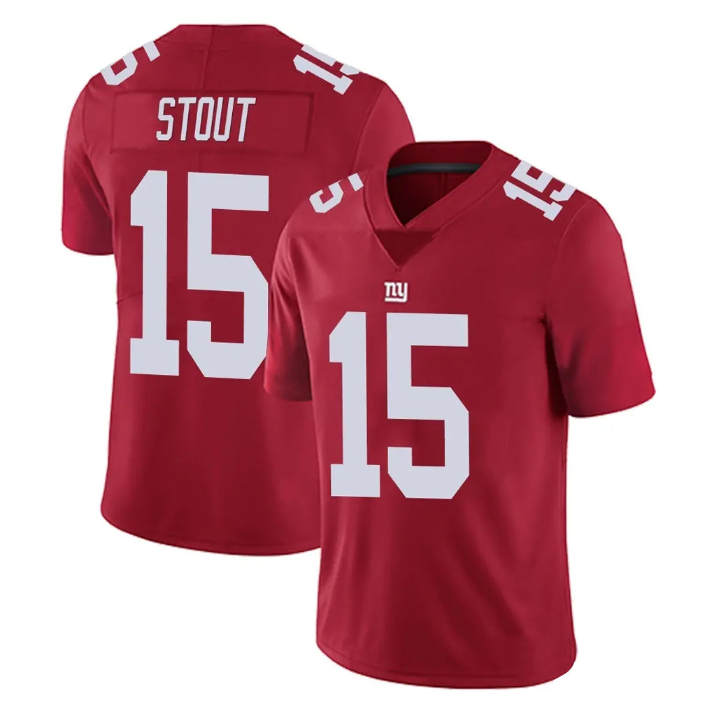 NY.Giants #15 Jordan Stout Player Red Limited Vapor Untouchable Home Game Gdoa Stitched Jerseys