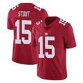 NY.Giants #15 Jordan Stout Player Red Limited Vapor Untouchable Home Game Gdoa Stitched Jerseys