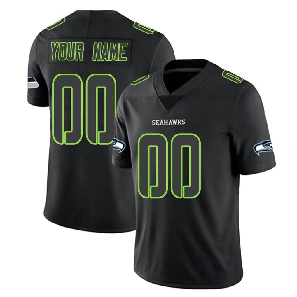 Custom S.Seahawks Black Impact Limited Home Game Any Name & Numbers Gdoa Stitched Jerseys