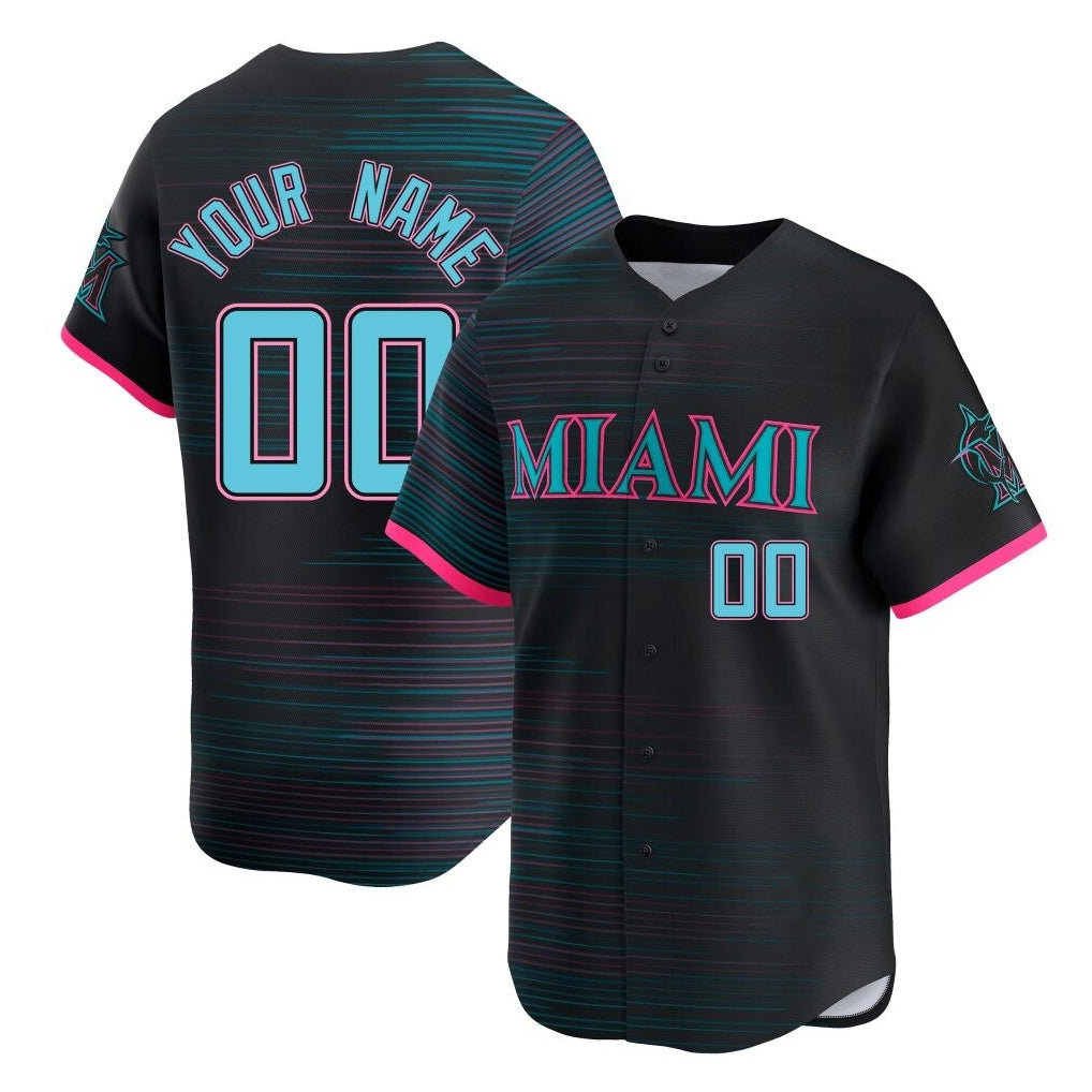 Custom M.Marlins City Connect Black Home Limited Any Name & Number Gdoa Stitched Jerseys