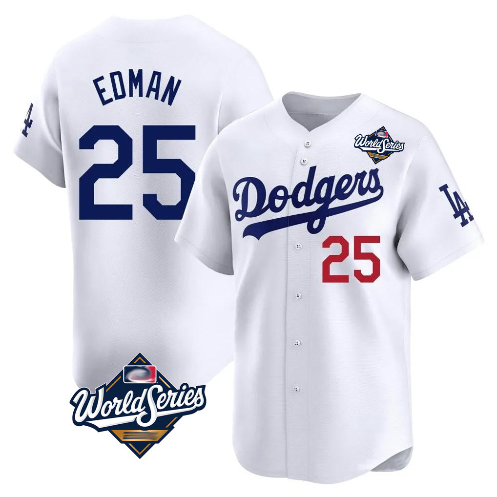 LA.Dodgers #25 Tommy Edman Player White World Series Limited Home Fdoa Stitched Jerseys