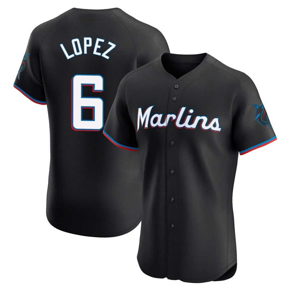 M.Marlins #6 Otto Lopez Player Black Vapor Home Limited Elite Fdoa Stitched Jerseys