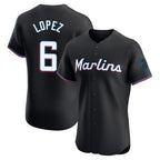 M.Marlins #6 Otto Lopez Player Black Vapor Home Limited Elite Fdoa Stitched Jerseys