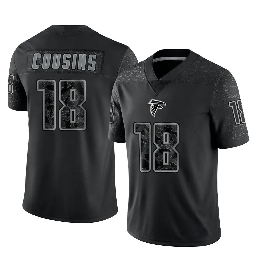 A.Falcons #18 Kirk Cousins Player Black RFLCTV Limited Gdoa Stitched Jerseys