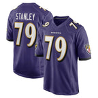 B.Ravens #79 Ronnie Stanley Player Purple Game Home Gdoa Stitched Jerseys