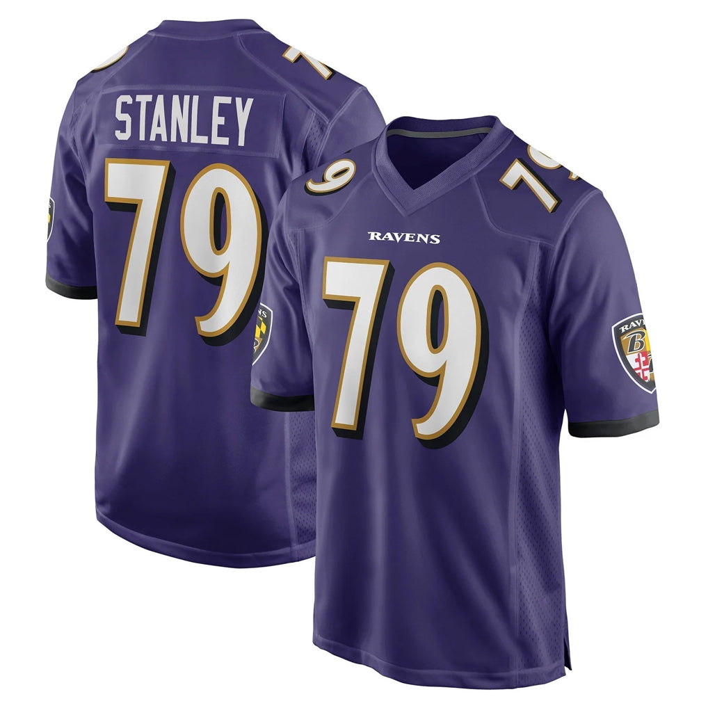 B.Ravens #79 Ronnie Stanley Player Purple Game Home Gdoa Stitched Jerseys