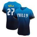 P.Phillies #27 Aaron Nola Player Blue City Connect Home Limited Elite Fdoa Stitched Jerseys