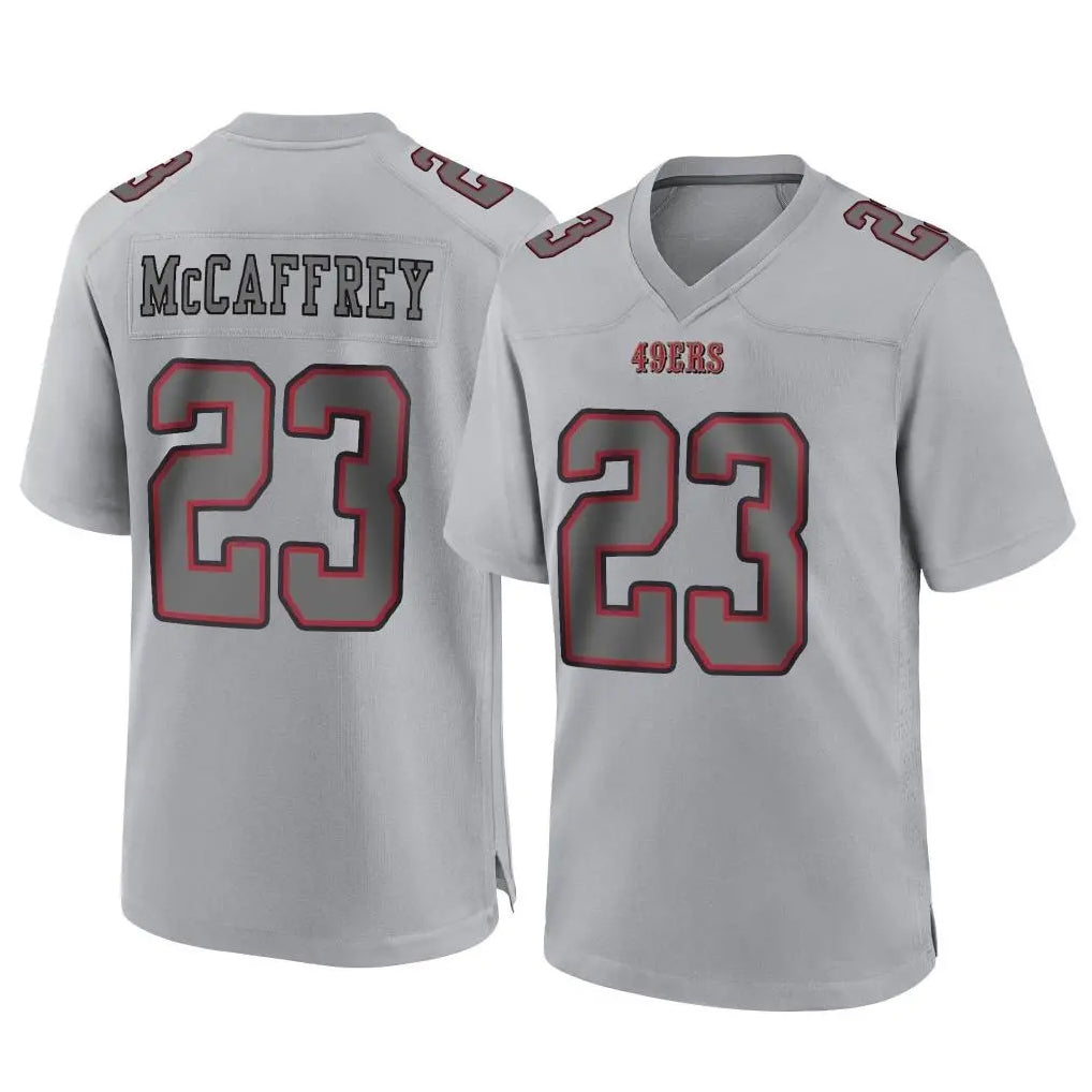 SF.49ers #23 Christian McCaffrey Player Gray Atmosphere Fashion Home Game Gdoa Stitched Jerseys
