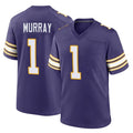 M.Vikings #1 Kyler Murray Player Purple Classic Home Game Gdoa Stitched Jerseys