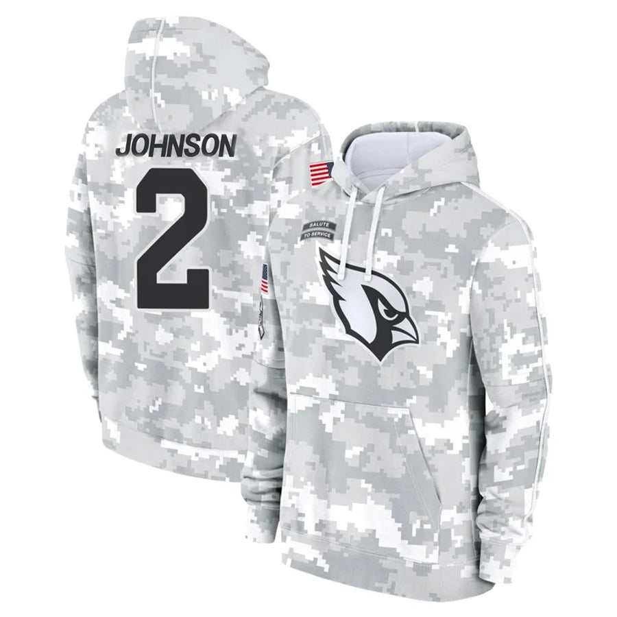 A.Cardinals #2 Will Johnson Player Camo Salute to Service Hoodies Gdoa Stitched Jerseys