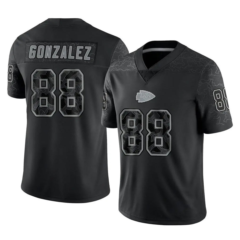 KC.Chiefs #88 Tony Gonzalez Player Black Limited Reflective Game Gdoa Stitched Jerseys
