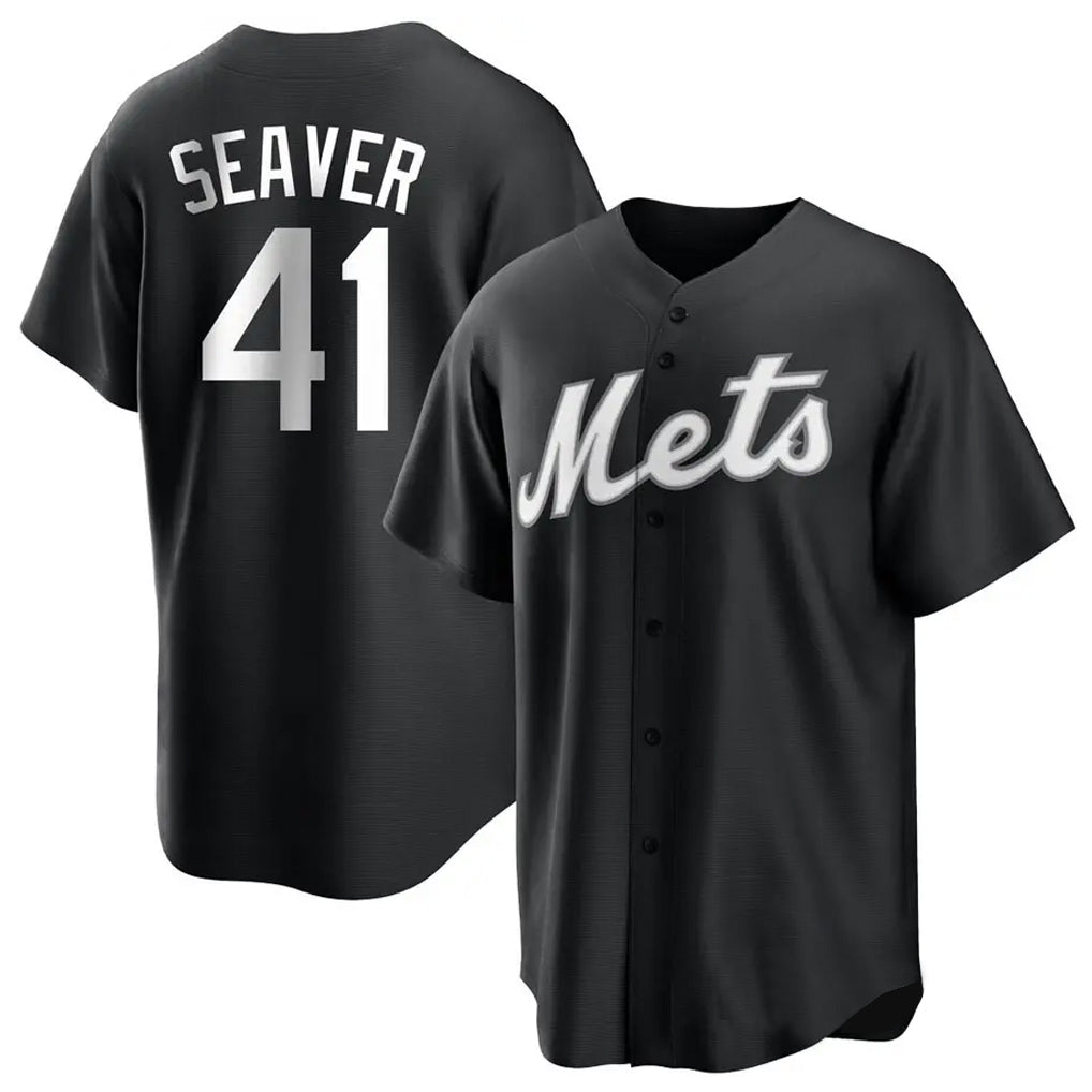 NY.Mets #41 Tom Seaver Player Black Home Game Fdoa Stitched Jerseys