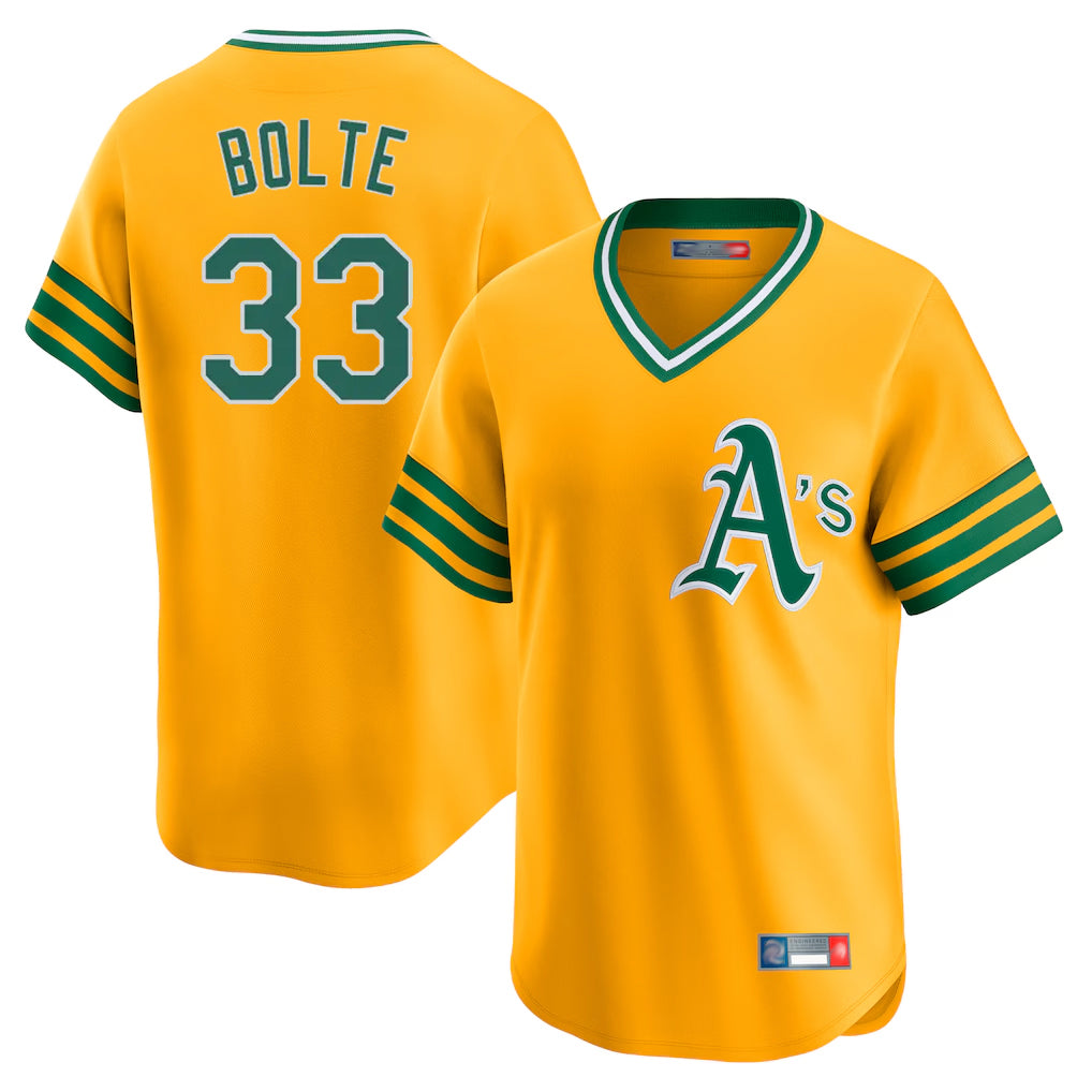 Athletics #33 Henry Bolte Player Gold Cooperstown Collection T-shirt Game Gdoa Stitched Jerseys