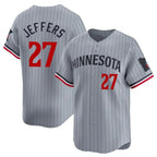 M.Twins #27 Ryan Jeffers Player Gray Home Limited Fdoa Stitched Jerseys