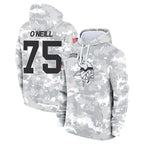 M.Vikings #75 Brian O'Neill Player Arctic Camo Salute to Service Pullover Hoodies Limited Game Gdoa Stitched Jerseys