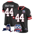 NY.Giants #44 Cam Skattebo Player Black 100th Season & State Patch Vapor Limited Home Game Gdoa Stitched Jerseys
