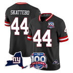 NY.Giants #44 Cam Skattebo Player Black 100th Season & State Patch Vapor Limited Home Game Gdoa Stitched Jerseys