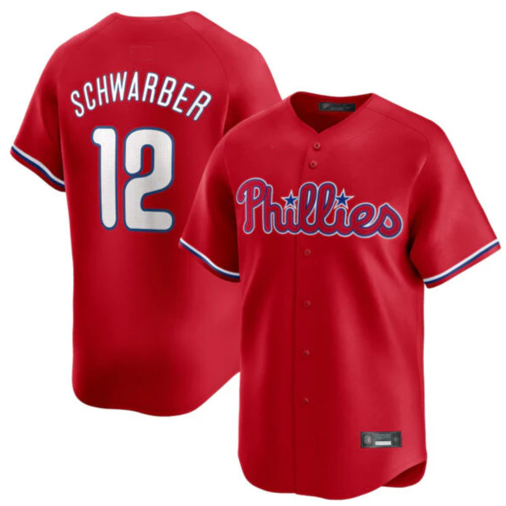 P.Phillies #12 Kyle Schwarber Player Red Home Limited Fdoa Stitched Jerseys