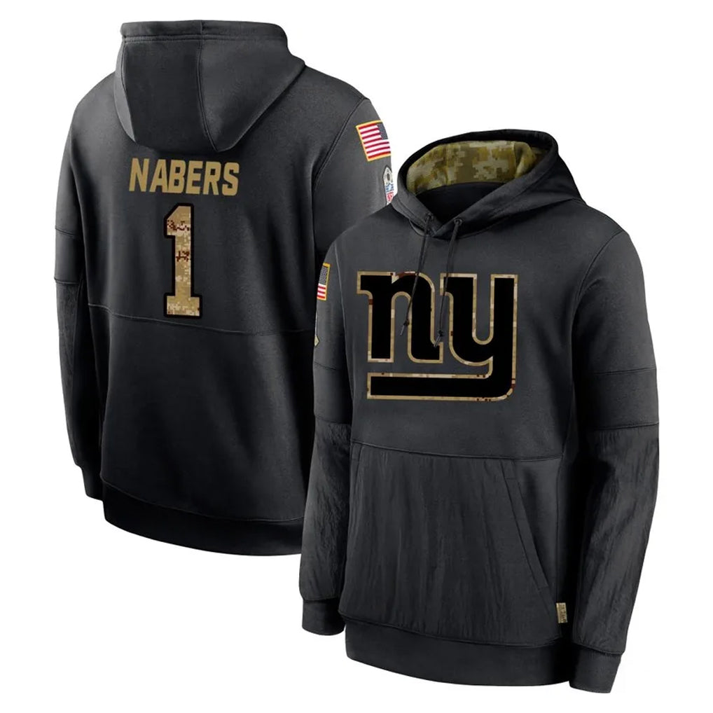 NY.Giants #1 Malik Nabers Player Black Salute to Service Hoodies Limited Game Gdoa Stitched Jerseys