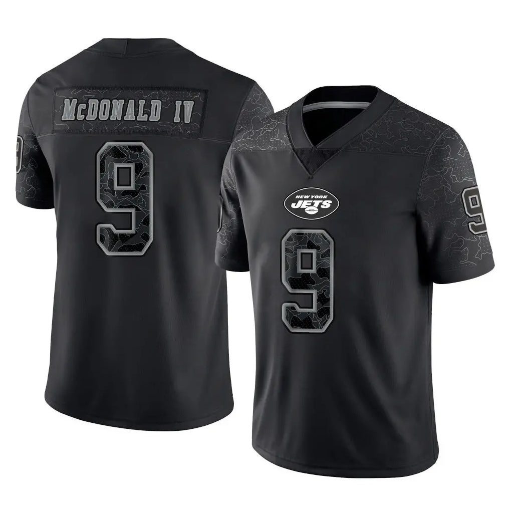 NY.Jets #9 Will McDonald IV Player Stealth Black Limited Reflective Home Game Gdoa Stitched Jerseys
