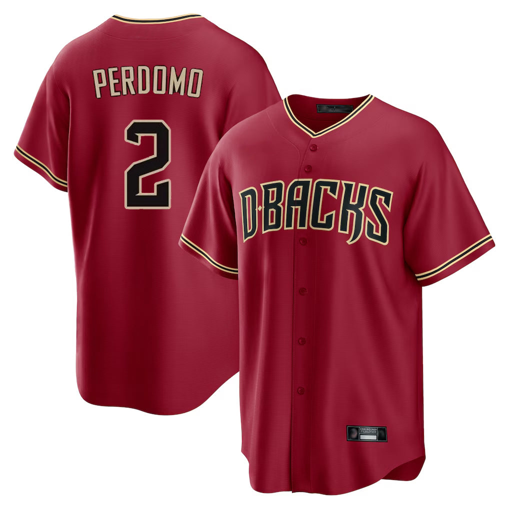A.Diamondbacks #2 Geraldo Perdomo Player Red Home Game Gdoa Stitched Jerseys
