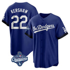 LA.Dodgers #22 Clayton Kershaw Player Royal World Series Meet City Connect Home Game Fdoa Stitched Jerseys