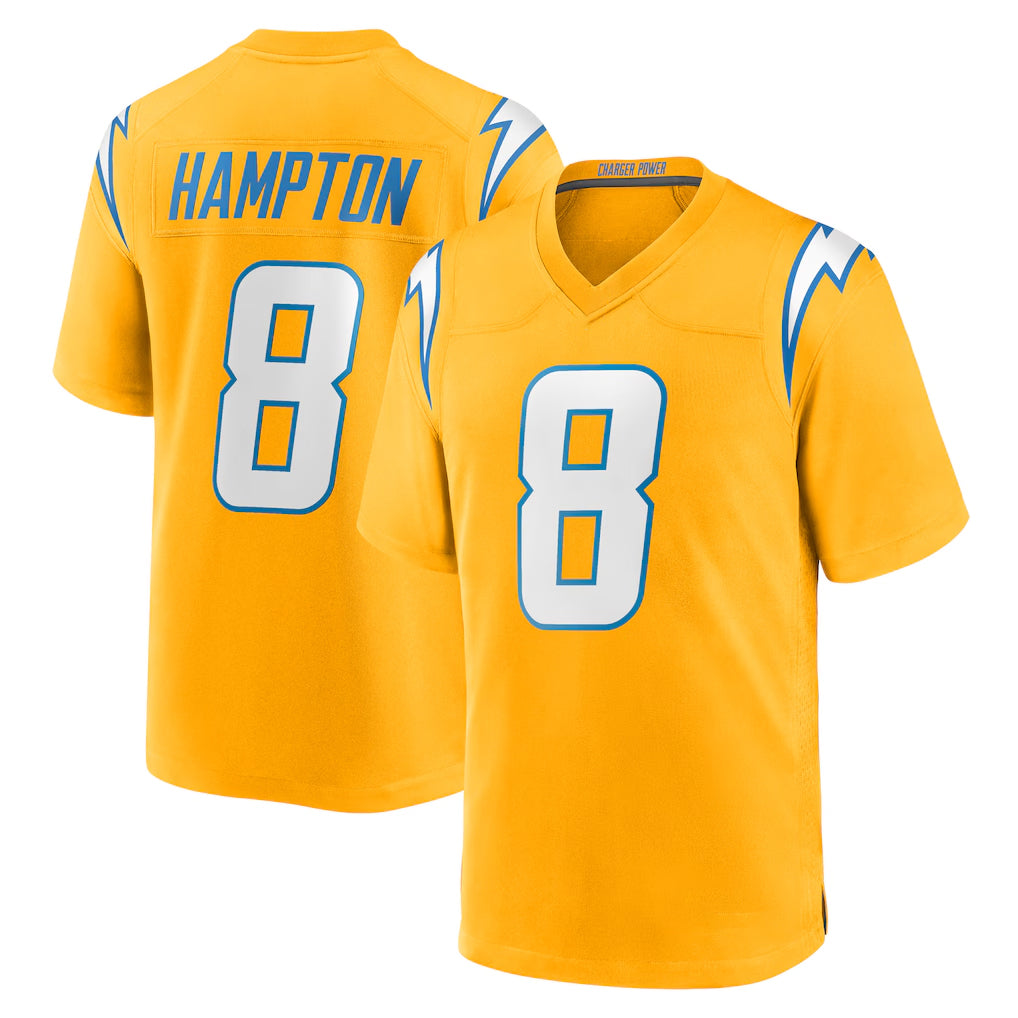 LA.Chargers #8 Omarion Hampton Player Gold Home Game Gdoa Stitched Jerseys