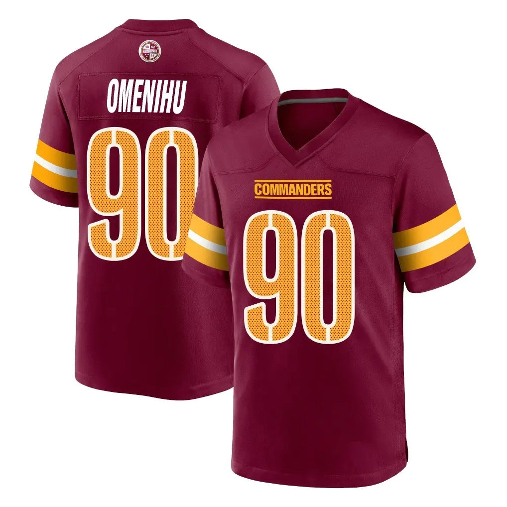 W.Commanders #90 Charles Omenihu Player Burgundy Home Game Gdoa Stitched Jerseys