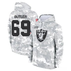 LV.Raiders #69 Adam Butler Player Arctic Camo Salute to Service Hoodies Limited Game Gdoa Stitched Jerseys