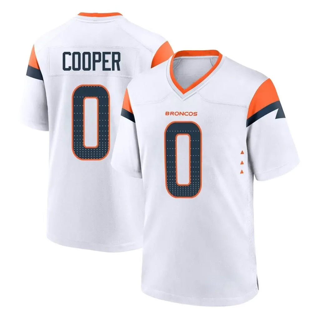 D.Broncos #0 Jonathon Cooper Player White Home Game Gdoa Stitched Jerseys