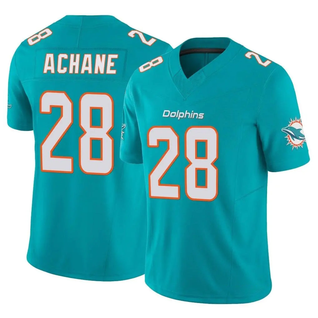 M.Dolphins #28 De'Von Achane Player Aqua Limited Vapor F.U.S.E. Home Game Gdoa Stitched Jerseys