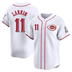 C.Reds #11 Barry Larkin Player White Home Limited Gdoa Stitched Jerseys