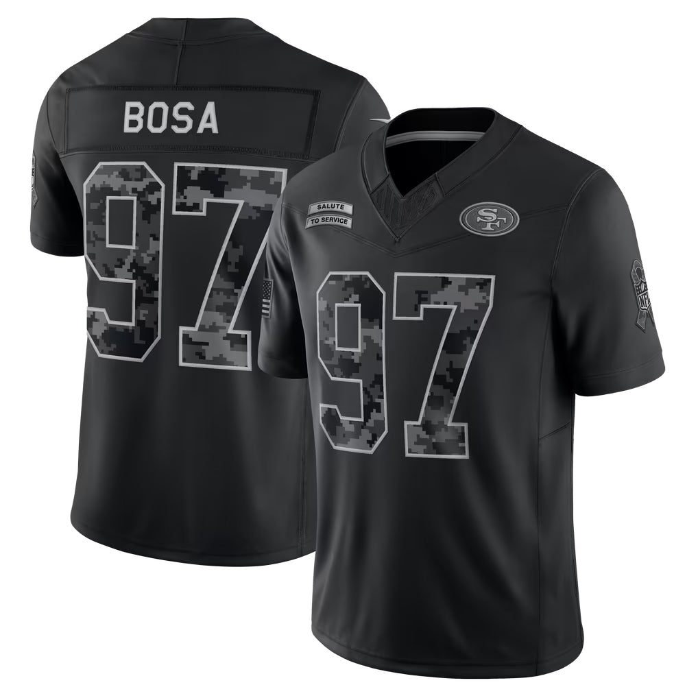 SF.49ers #97 Nick Bosa Player Black Limited 2026 Salute to Service Home Game Gdoa Stitched Jerseys