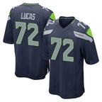 S.Seahawks #72 Abraham Lucas Player Navy Home Game Gdoa Stitched Jerseys