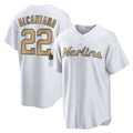 M.Marlins #22 Sandy Alcantara Player Gold  Home Game Fdoa Stitched Jerseys