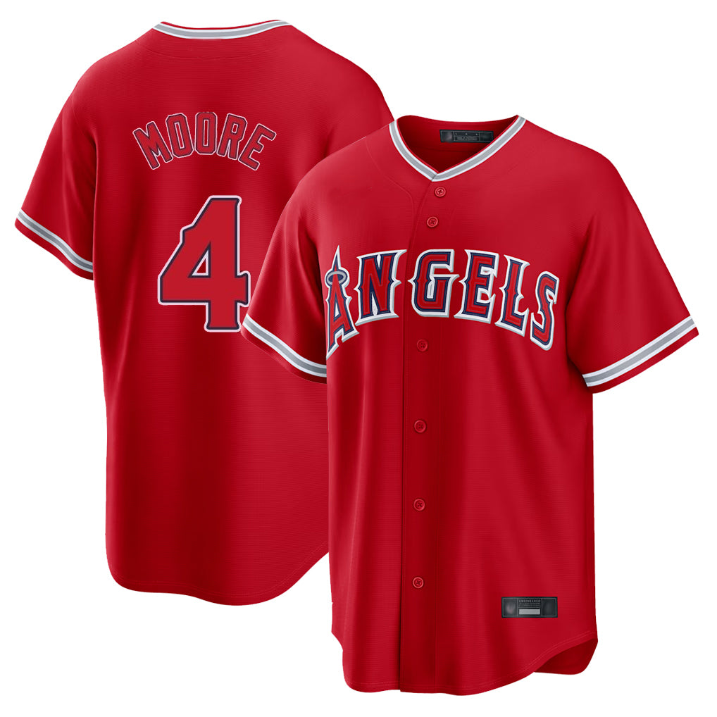 LA.Angels #4 Christian Moore Player Red Home Game Fdoa Stitched Jerseys