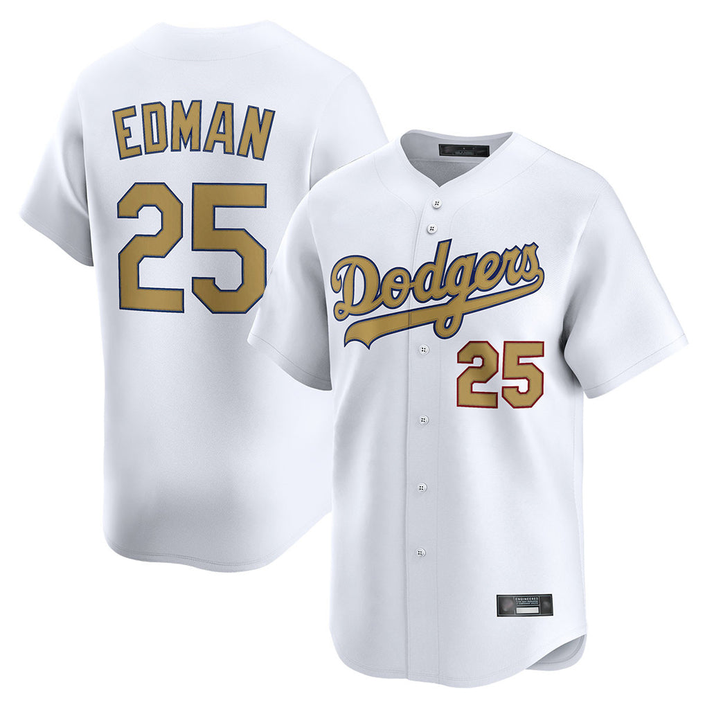 LA.Dodgers #25 Tommy Edman Player Gold Collection Limited Home Fdoa Stitched Jerseys