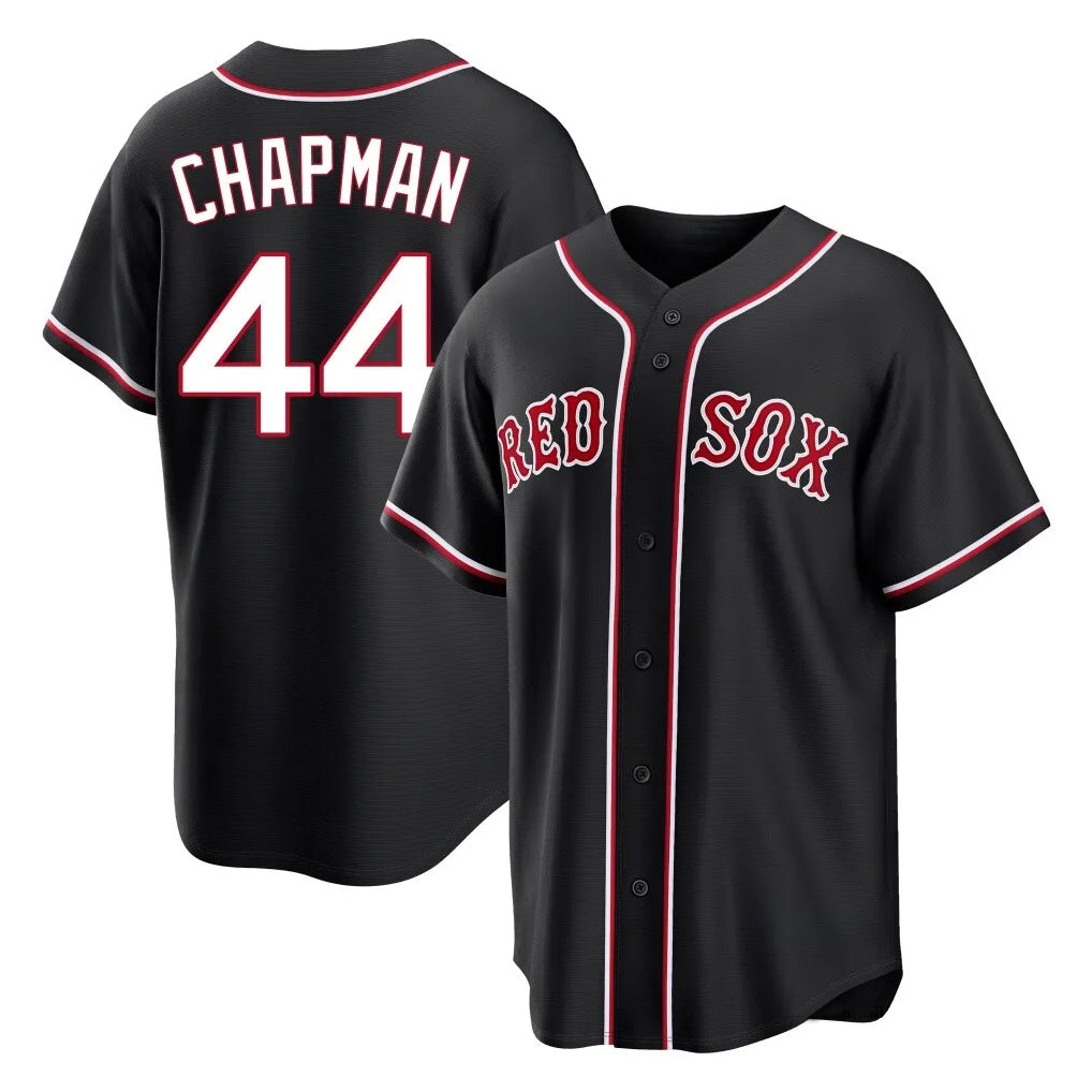 B.Red Sox #44 Aroldis Chapman Player Black Out Home Game Gdoa Stitched Jerseys