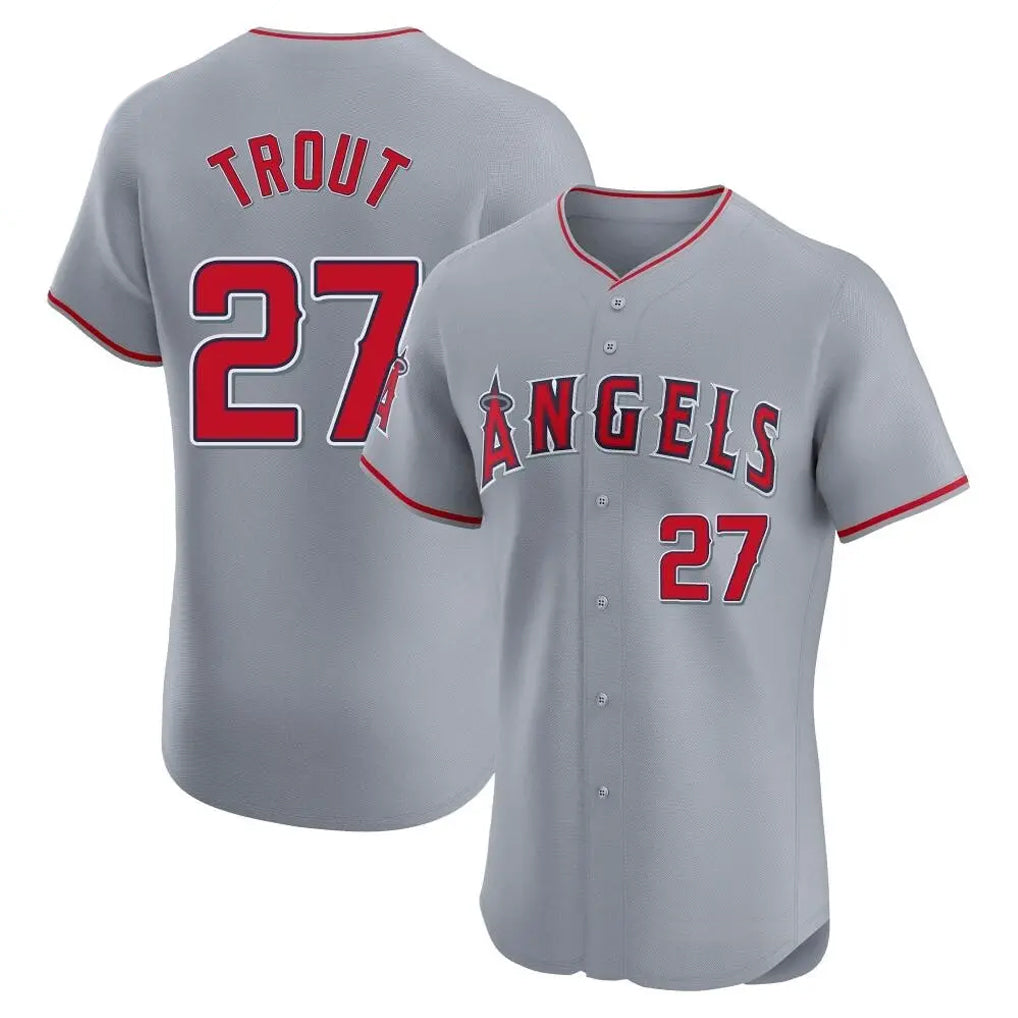 LA.Angels #27 Mike Trout Player Gray Home Limited Elite Fdoa Stitched Jerseys