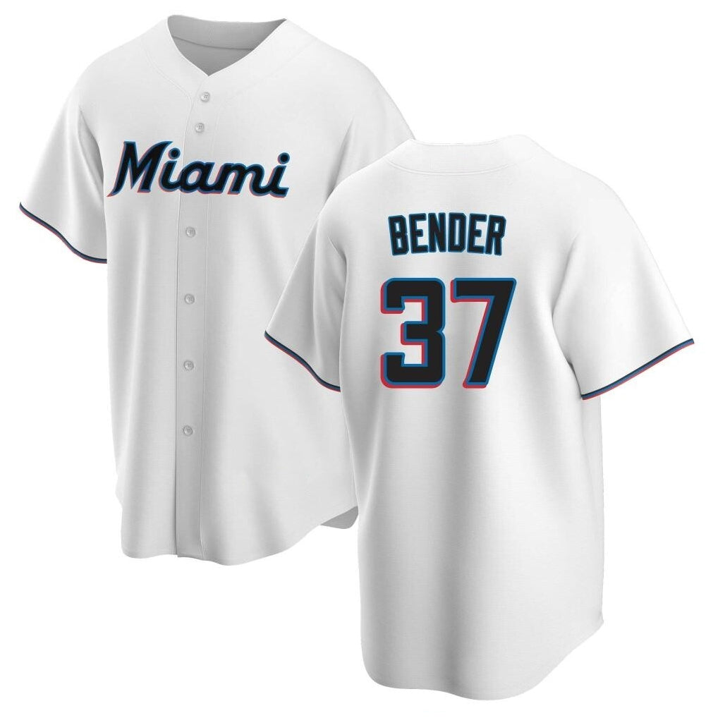 M.Marlins #37 Anthony Bender Player White  Home Game Fdoa Stitched Jerseys