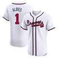 A.Braves #1 Ozzie Albies Player White Limited Elite Home Game Gdoa Stitched Jerseys