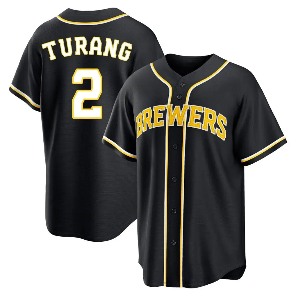 M.Brewers #2 Brice Turang Player Black Fashion Out Home Game Fdoa Stitched Jerseys