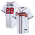 A.Braves #28 Matt Olson Player White Home Game Gdoa Stitched Jerseys