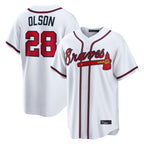 A.Braves #28 Matt Olson Player White Home Game Gdoa Stitched Jerseys