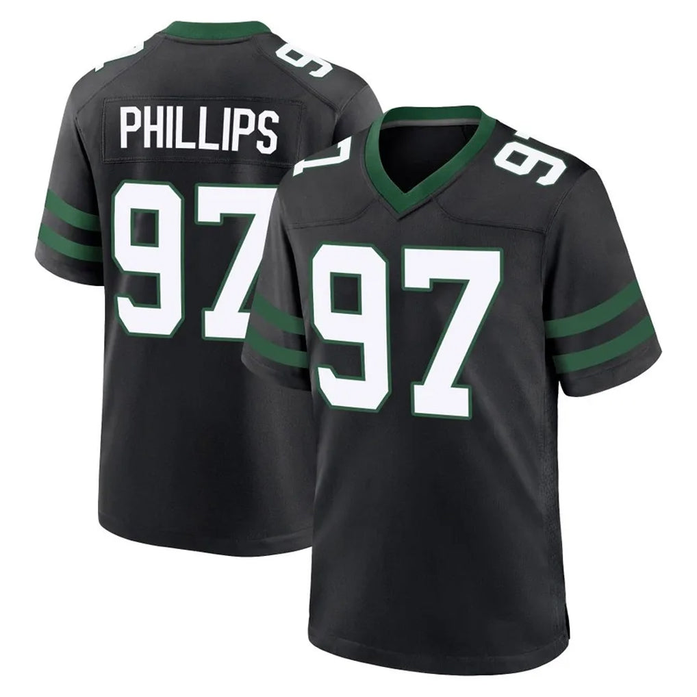 NY.Jets #97 Harrison Phillips Player Black Legacy Home Game Gdoa Stitched Jerseys