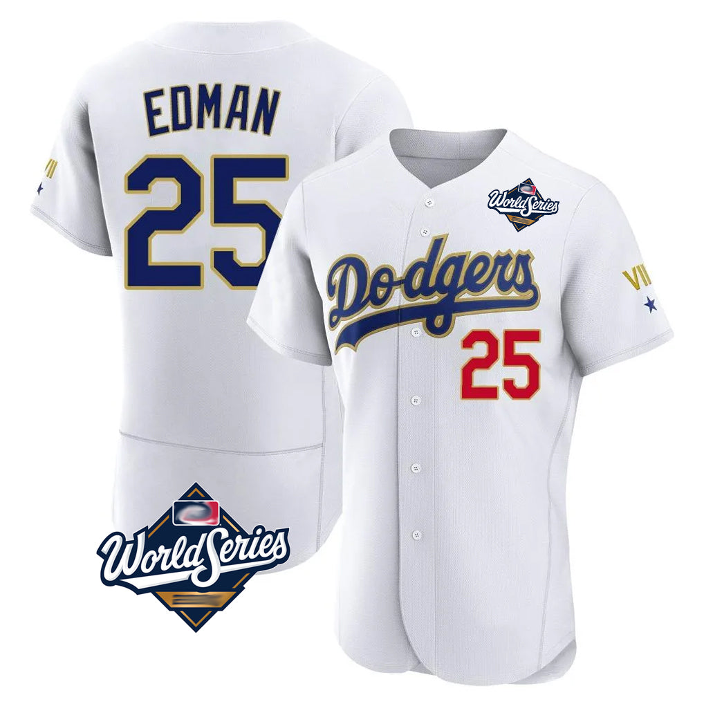LA.Dodgers #25 Tommy Edman Player Gold White World Series 2026 Collection Stadium Limited Elite Fdoa Stitched Jerseys