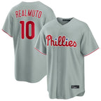 P.Phillies #10 J.T. Realmuto Player Gray Home Game Fdoa Stitched Jerseys