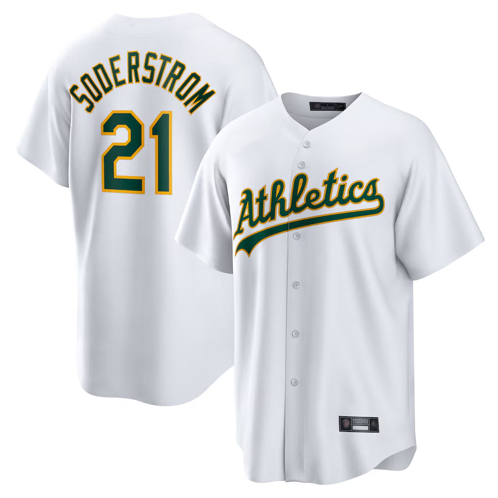 Athletics #21 Tyler Soderstrom Player White Home Game Gdoa Stitched Jerseys